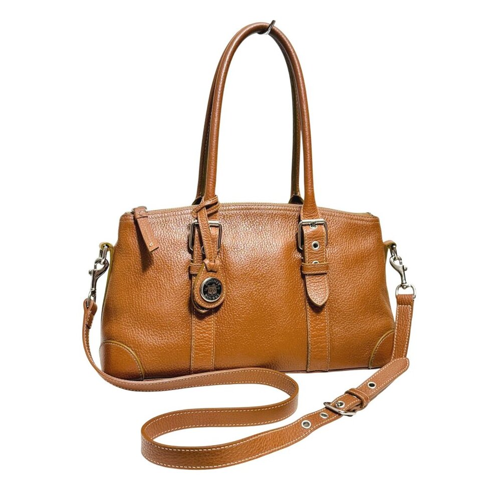 Dooney & Bourke Tan Leather All Weather Satchel Crossbody Bag Medium Top Handle